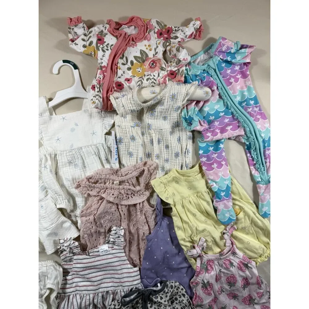 Baby Girl Clothes Lot Size 0-3 Months Summer Romper Dress RuffleButts Kyte Honey